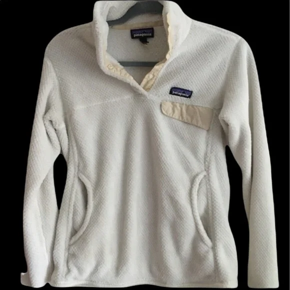 White patagonia fleece pullover size small - Picture 2 of 4